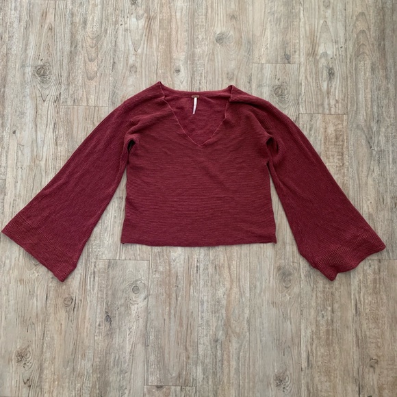 Free People Sweaters - Free People ribbed crop sweater with bell sleeves